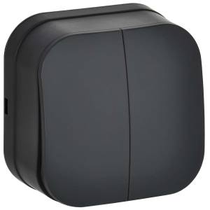 Выключатель 2-клавишный IEK Glory EVH20-K02M-10 черный матовый