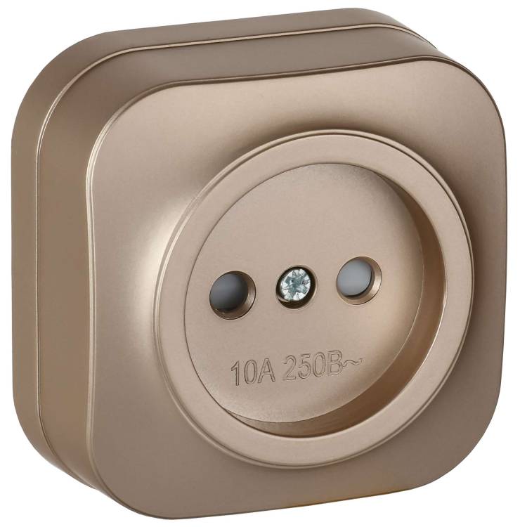 Розетка 1-местная с защитными шторками IEK Glory ERH13-K37M-10 шампань матовый