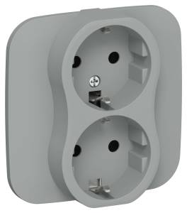 Розетка 2-местная с заземлением IEK Flite FI-R21A-16-K03 серый