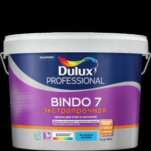 Краска для стен и потолков Dulux Bindo 7 Экстрапрочная матовая база BW 9 л