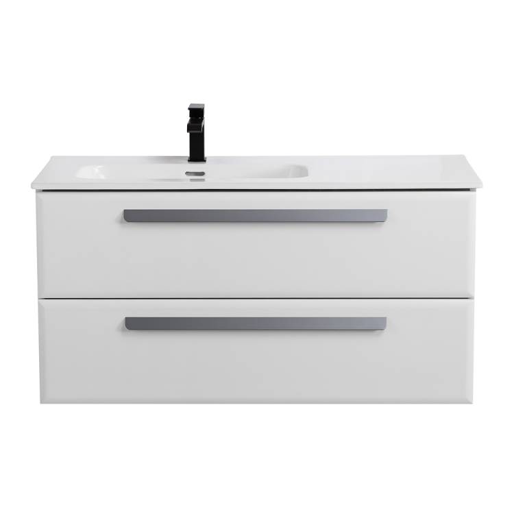 Тумба под раковину Cezares ECO-CER-N-1000-2C-SO-BL-L левосторонняя, Bianco Lucido, 100x50x45.7