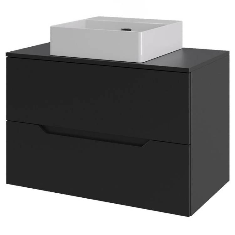 Тумба с раковиной Orange Line Li-70TubMDF+B04-405W черный матовый, 70 см
