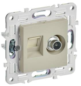 ТВ-розетка+Ethernet RJ45 IEK Skandy SK-AK20-1-K10 бежевый