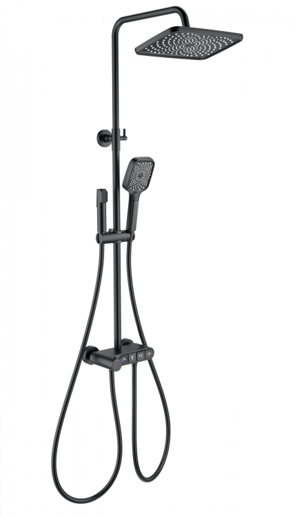 Душевая стойка Wonzon & Woghand WW-B3112-MB с термостатом, черный