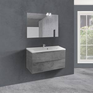 Тумба с раковиной Vincea Mia 900 2 выкатных ящика, Beton, раковина белая