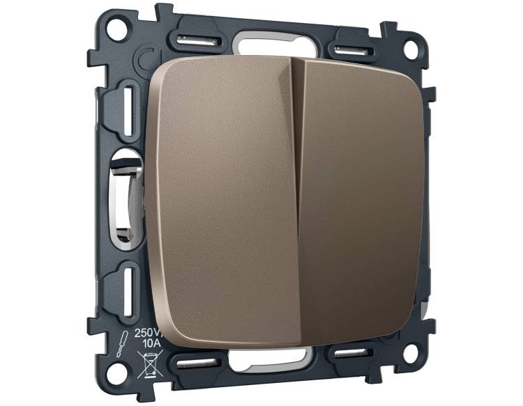 Комплект механизма 2-клавишного перекрестного выключателя Ambrella Volt MO MO633030 темная бронза матовый