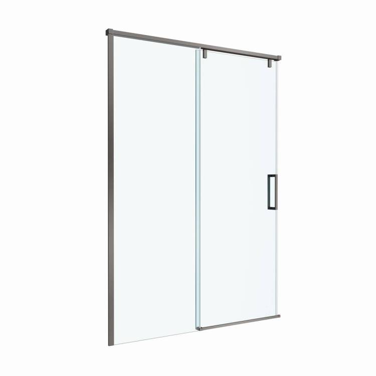 Душевая дверь в нишу BelBagno SOFT_CLOSE-1-BF-1-130-C-GM профиль оружейная сталь, стекло прозрачное, 130x200