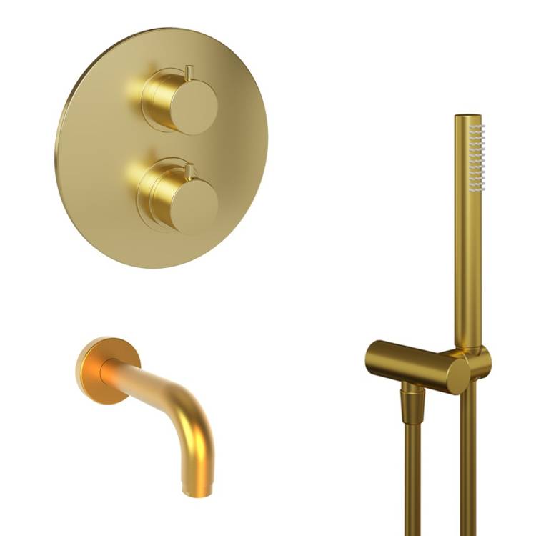 Душевой комплект Paini Cox 78PJSET26911THBATH на 2 потребителя, с ручным душем, брашированное золото