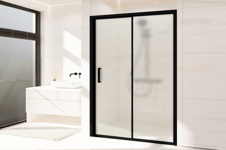 Душевая дверь в нишу Royal Bath Accord RB150HS-C-BL профиль черный, стекло матовое, 150x200