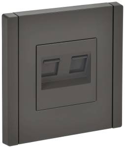 Розетка телефонная RJ11+Ethernet RJ45 IEK Forte&Piano FP-KT20-O-1-K03 серый