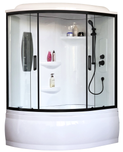 Душевая кабина Royal Bath RB 140ALP-T-BL правая, профиль черный, стекло прозрачное, 140x95x225