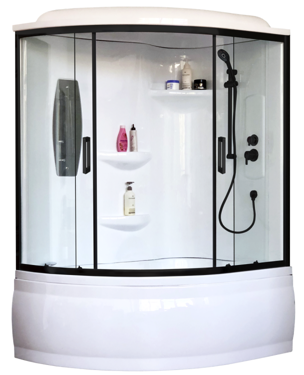 Душевая кабина Royal Bath RB 140ALP-T-BL правая, профиль черный, стекло прозрачное, 140x95x225