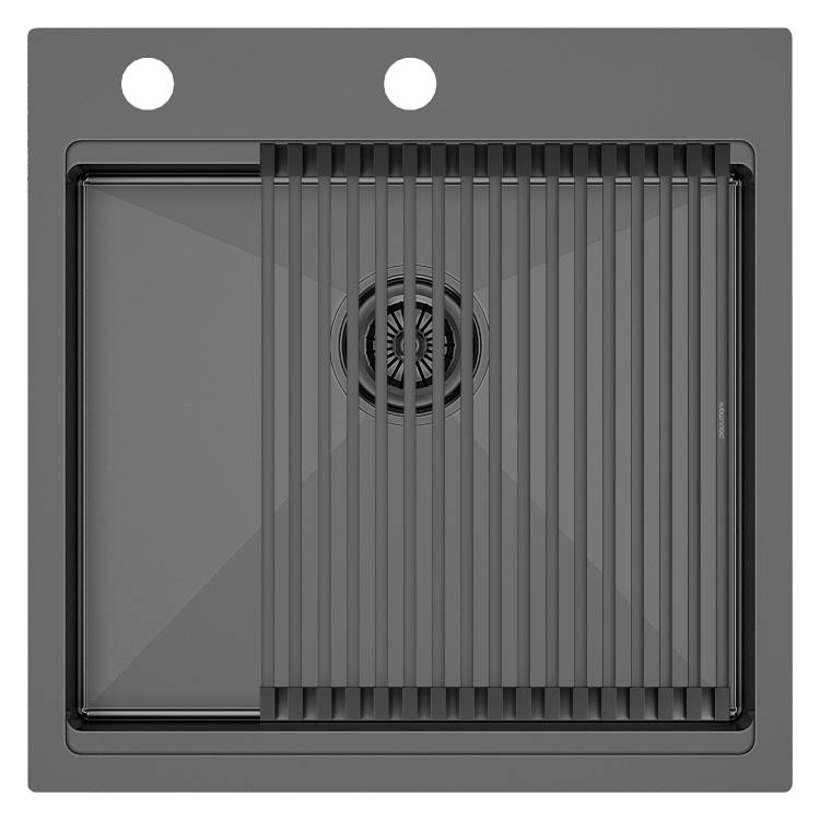 Мойка кухонная Paulmark Kroner-Pro 51 PM705151-GM Вороненая Сталь, 51x51
