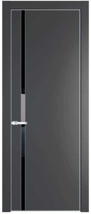 Межкомнатная дверь Profil Doors 21 PE полотно Графит, кромка алюминиевая с четырех сторон матовая, стеклянная вставка черный лак 800x2000