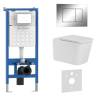 Комплект Iberica Blanca Toledo Alto IB001.TLA.234.852 унитаз безободковый, белый, сиденье микролифт, клавиша смыва хром глянцевый