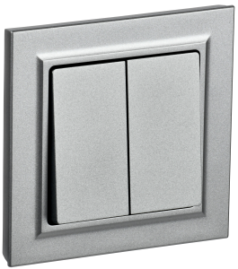 Выключатель 2-клавишный IEK Brite BR-V20-0-10-K47-F алюминий