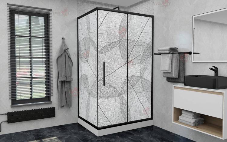 Душевой уголок AvaCan FB-160-SB90MT профиль черный, стекло матовое, 180x90x195