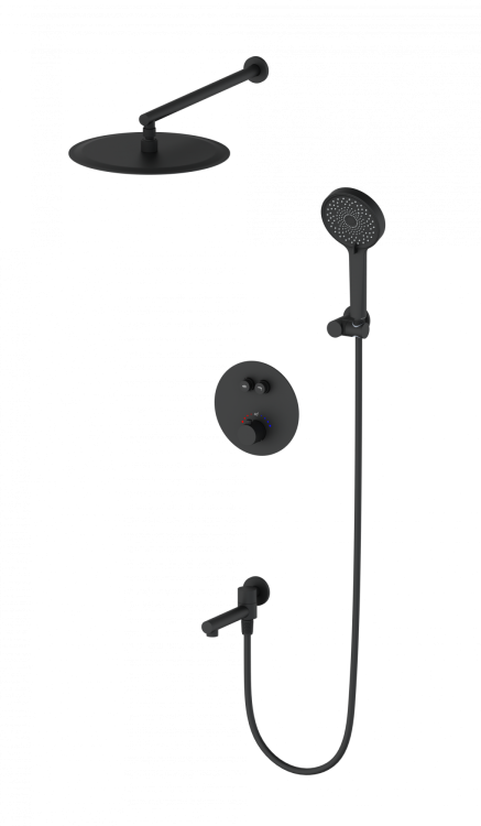 Душевой комплект Wonzon & Woghand WW-88929010-MB с термостатом, черный