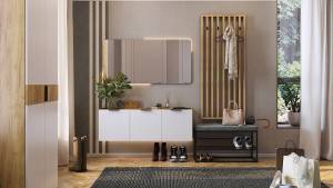 Стенка для прихожей Mebelson Бери К6 ПК06Бери.2563 дуб крафт золотой/белое дерево