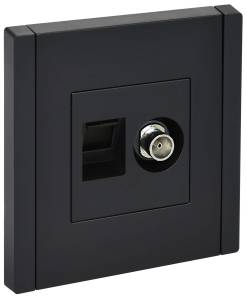 ТВ-розетка+Ethernet RJ45 IEK Forte&Piano FP-AK20-2-K02 черный