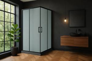 Душевой уголок Royal Bath HPD RB7085HPD-C-BL профиль черный, стекло матовое, 85x70x200