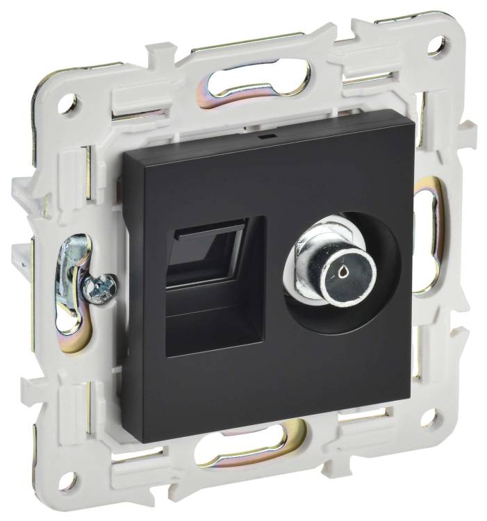 ТВ-розетка+Ethernet RJ45 IEK Skandy SK-AK20-2-K02 черный
