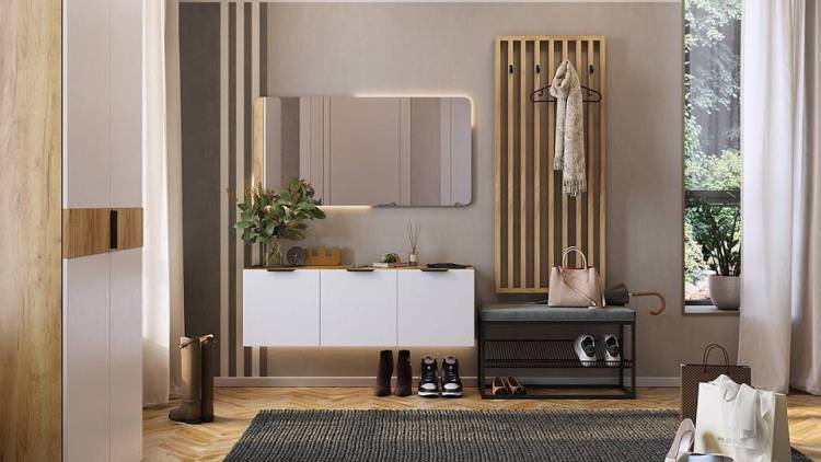 Стенка для прихожей Mebelson Бери К6 ПК06Бери.2563 дуб крафт золотой/белое дерево