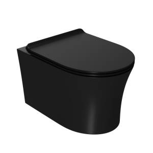Унитаз подвесной Point Вега PN41711BM безободковый, сиденье микролифт, черный матовый