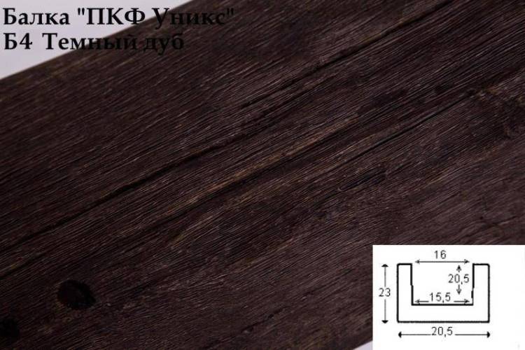 Балка декоративная Уникс Классика Б4 Темный дуб 200x20.5x23