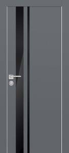 Межкомнатная дверь Profilo Porte экошпон PX-16, остекленная, графит, лакобель черный 400x2000