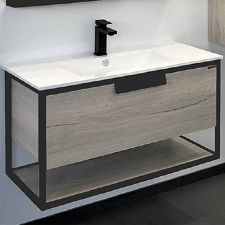 Тумба с раковиной Comforty Бонн 90 00-00011781 дуб дымчатый