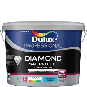 Краска для стен и потолков водно-дисперсионная Dulux Diamond Max Protect матовая база BC 9 л