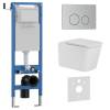 Унитаз с инсталляцией Iberica Blanca Toledo Alto IB.001M.TLA.234.8132 безободковый, с крышкой-сиденьем микролифт, с кнопкой матовый хром