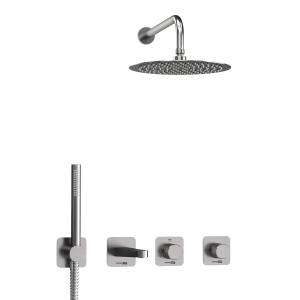 Душевой комплект Wasserkraft Tauber A6451.297.298.097.121.275.100.276 с верхней душевой насадкой, никель, встраиваемый, с лейкой