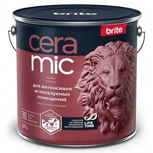Краска для интенсивно используемых помещений Brite Ceramic шелковисто-матовая база A 2.7 л