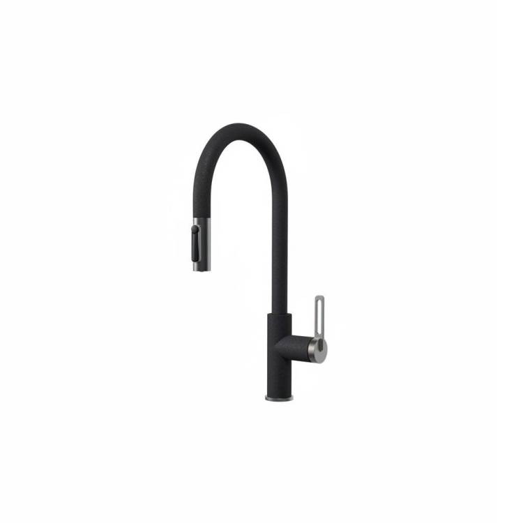 Смеситель для кухни Granula GR-8168 графит, с выдвижным изливом