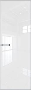 Межкомнатная дверь Profil Doors 1 AGN цвет профиля Вайт, стекло безопасное 4 мм lacobel белый лак 800x2000