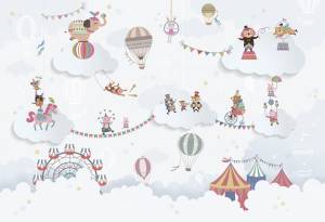 Бесшовные Eco обои Ortograf Little friends 34408 Облачный цирк 3 Ворс+ ОЕ+
