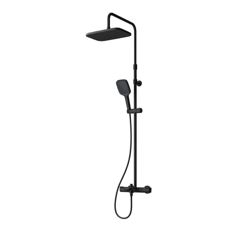Душевая система Am.Pm Func F078F522 черная, со смесителем, с термостатом, с изливом, с тропическим душем