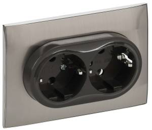 Розетка 2-местная с заземлением IEK Skandy SK-R21-16-K50-F никель