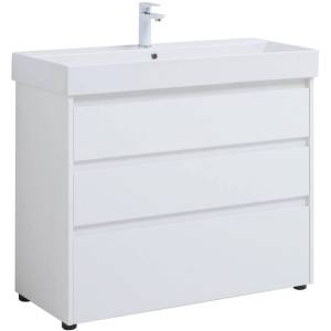 Тумба с раковиной Aquanet Nova Lite 00302478 100 белый глянец, 3 ящика