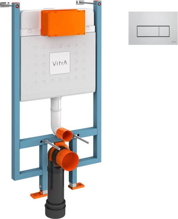 Система инсталляции для унитазов VitrA V-Fix Core 738-5800-01 с кнопкой смыва Root Square 740-2380 хром