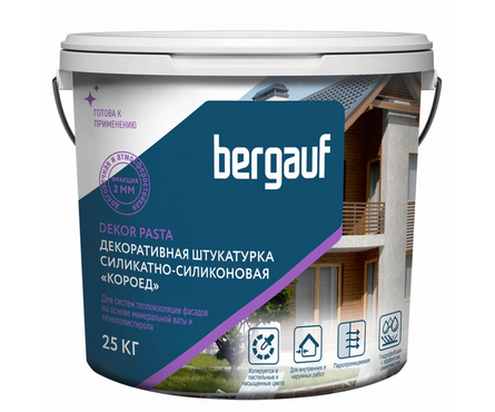 Силикатно-силиконовая декоративная штукатурка Bergauf Dekor Pasta U короед 2 мм 25 кг