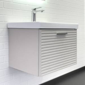 Тумба с раковиной Comforty Касабланка-60 00-00020108 подвесная, серый шелк с ручкой серый металлик
