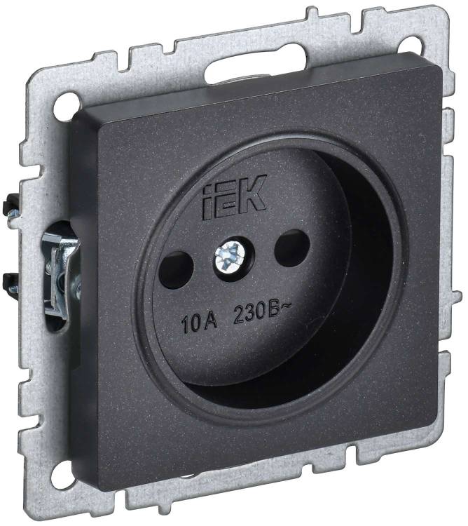 Розетка 1-местная с защитными шторками IEK Brite BR-R13-10-K02 черный