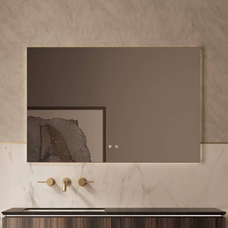 Зеркало Vincea VLM-4F120BG-2 с подсветкой и антизапотеванием, брашированное золото, 80x120