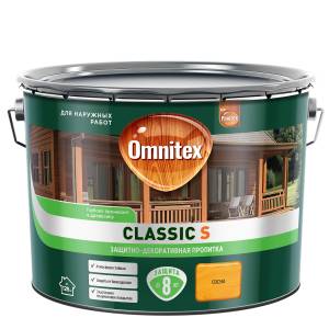 Пропитка декоративная для защиты древесины Omnitex Classic S сосна 9 л
