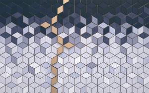 3D Фотообои Artegrafico «Сине-белые кубы» BL-011 песок