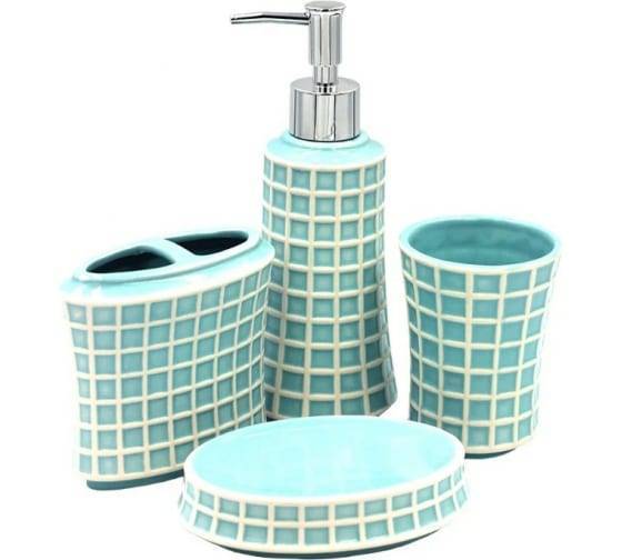 Набор аксессуаров для ванны Bath Plus Divile 3W-CEBS-18007-A-SET4 белый, голубой