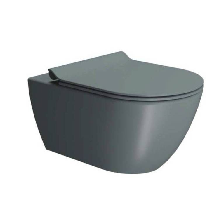 Унитаз подвесной GSI Pura 881504 безободковый, с крышкой-сиденьем микролифт, агава матовый